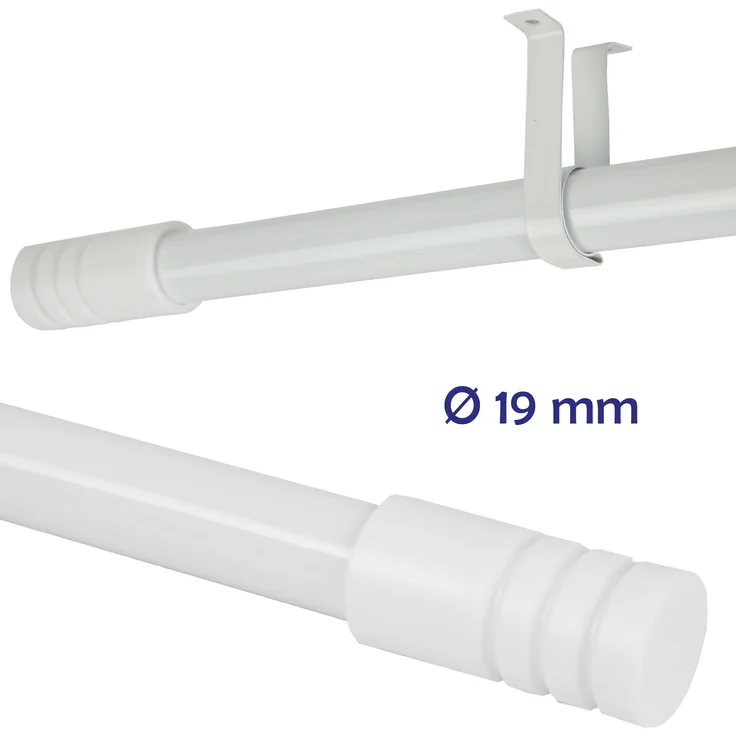 Gardinenstange "Modern" ausziehbar 115 bis 200 cm, Durchmesser 16mm/19mm - Edelstahl - Stil-Garnitur, 1-Lauf Metall Stange – Bild 3