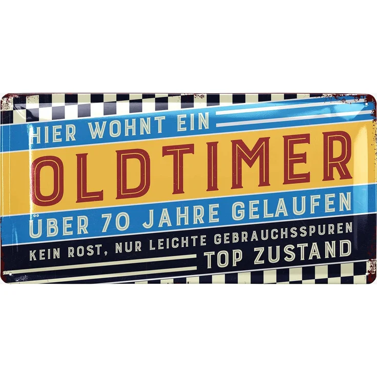 LANOLU Blechschild Oldtimer 70 Jahre - 17x34cm – Metall – Mehrfarbig – 17120 – Bild 1