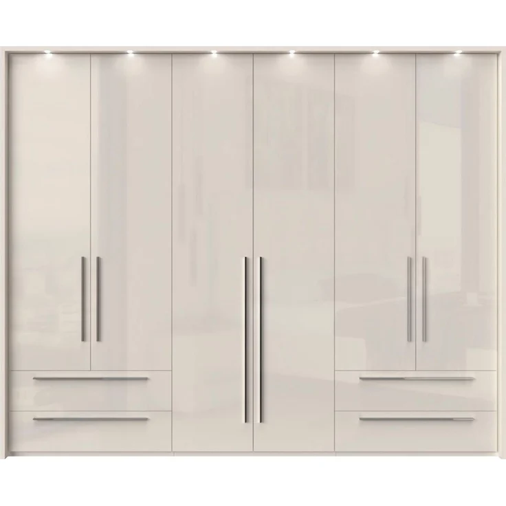 Places of Style Kleiderschrank Piano Schlafzimmerschrank Premium Qualität mit LED beige, UV lackiert, hochglänzend, in 2 Breiten mit 4 Schubladen – Bild 2