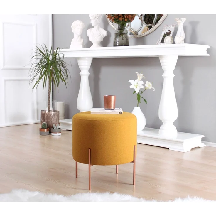 Hanah Home 'Copper 49 - Mustard' Pouffe, Senf, 40 x 42 x 40 cm – Bild 3