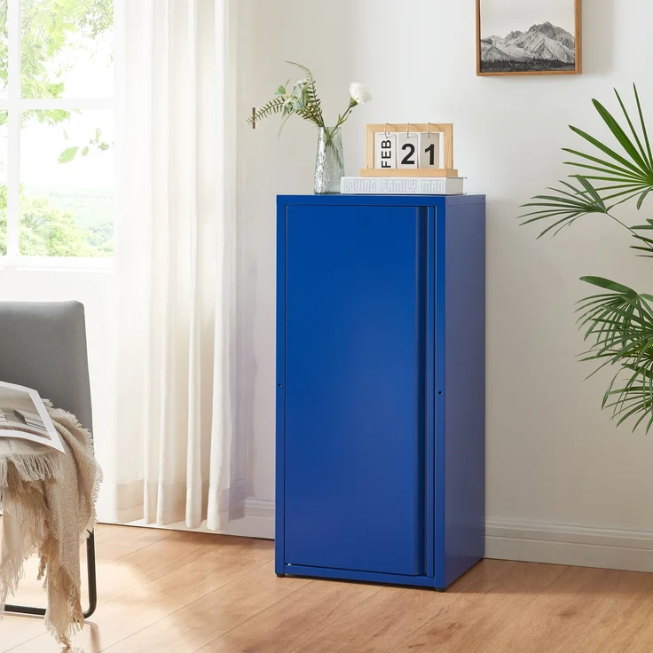 [en. casa] 'Burlöv' Metallschrank, Stahl, 88 x 40 x 35 cm, Blau – Bild 1