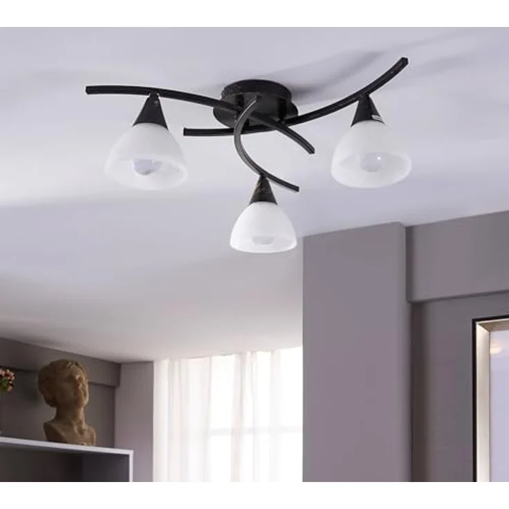 Lindby Deckenleuchten Della, Glas Schwarz IP20, 3 x 40 W – Bild 4