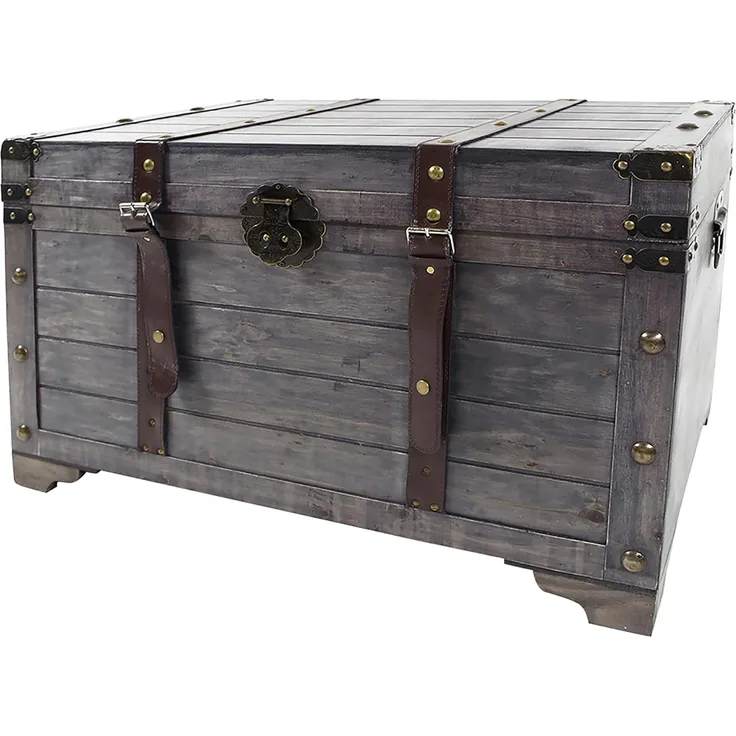 Kobolo Truhe Kiste KUBA aus Holz grau 80x45x50 cm