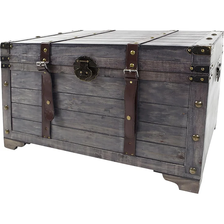 Kobolo Truhe Kiste KUBA aus Holz grau 80x45x50 cm – Bild 1