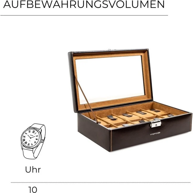 Friedrich23 Uhrenbox Bond mit Glasdeckel für 10 Uhren – Bild 2