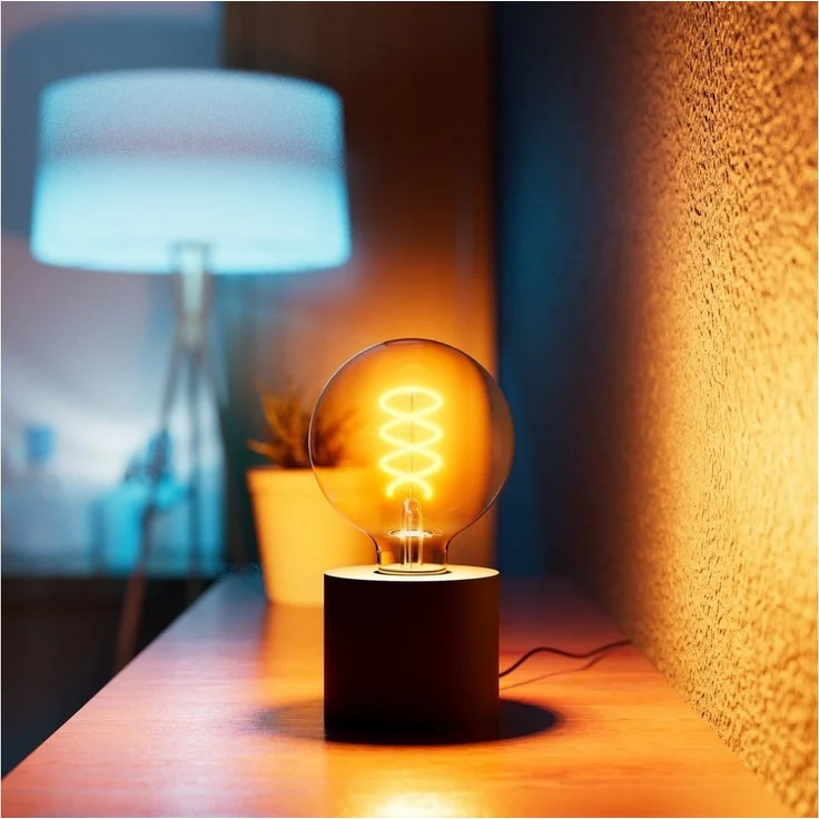 SSC-LUXon LED Spiegelleuchte NAMBI Wand- & Tischlampe schwarz mit Steckerkabel mit LED E27 Globe, Extra Warmweiß – Bild 3