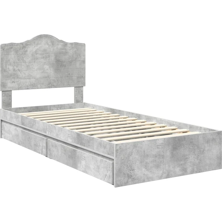 vidaXL Aufbewahrungsbett Beton Grau 90 x 190 cm Holzwerkstoff 3413551 – Bild 3