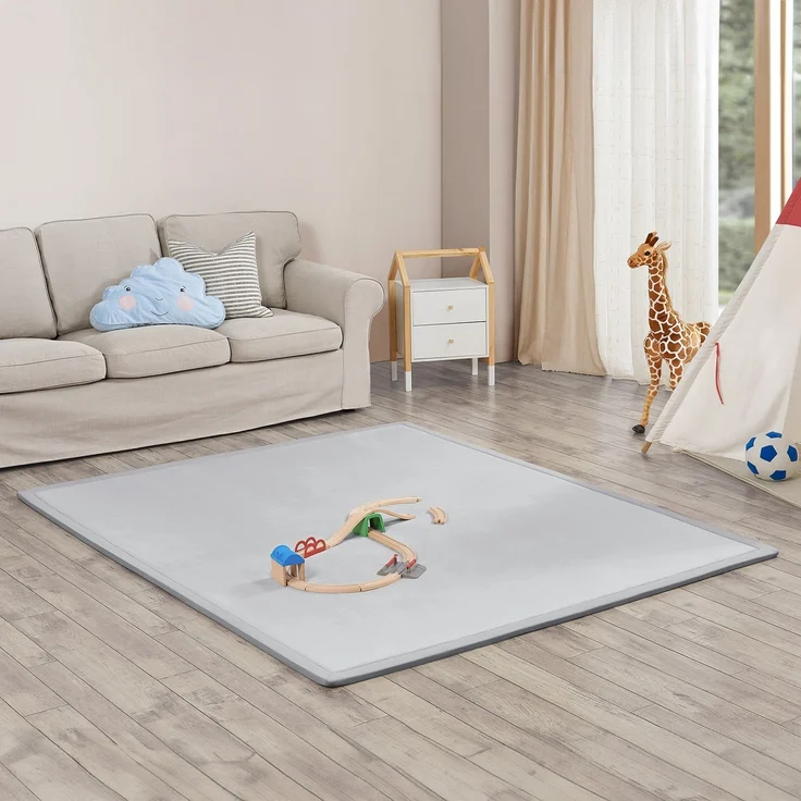 Juskys Krabbelmatte, Polyester grau, 220 x 180 cm – Bild 2