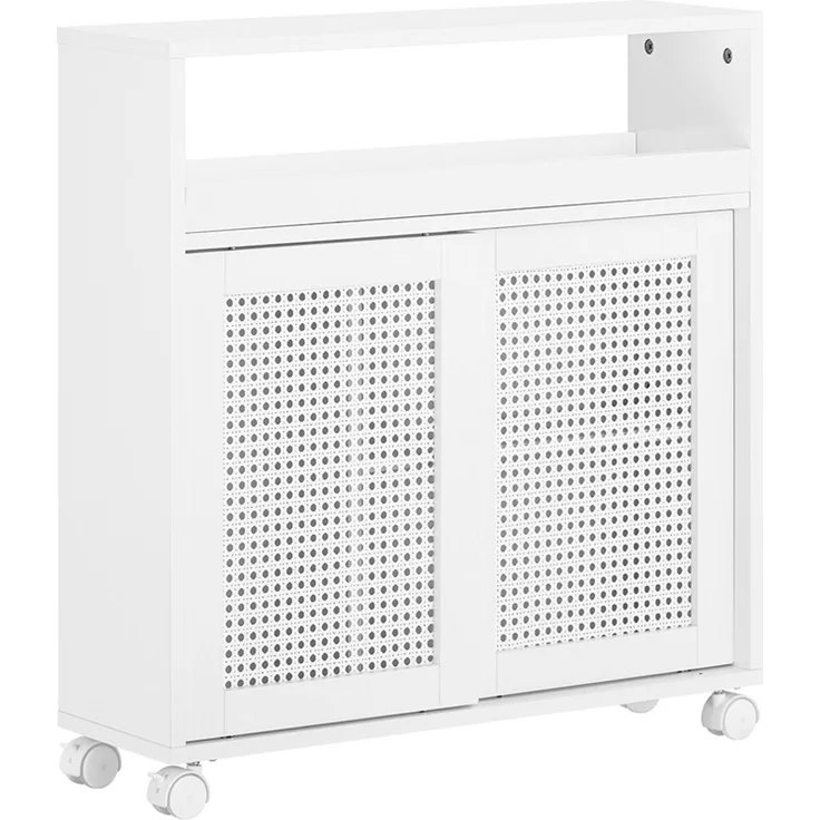 SoBuy BZR119-W Toilettenschrank mit Toilettenpapierhalter, MDF, Lackiert, Weiß, 65 x 70 x 31 cm