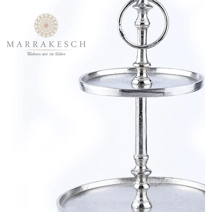 Marrakesch Orient & Mediterran Interior Etagere Etagen Etagere aus Aluminium Annika, Cupcake Ständer modern Tischdeko, Handarbeit – Bild 3