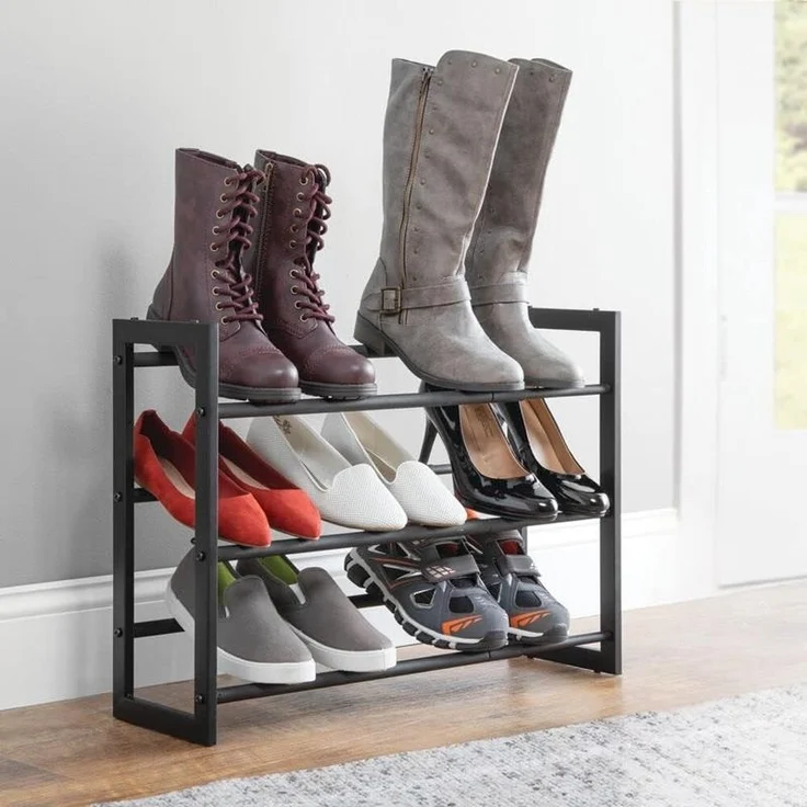 mDesign Schuhregal Schuhablage Schuhschrank ausziehbar 3 Ebenen Metall Schwarz – Bild 3