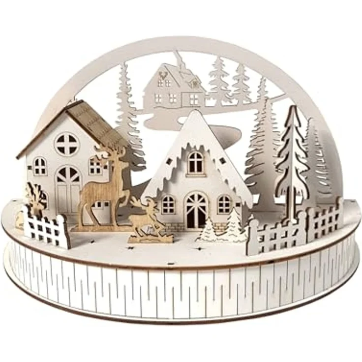 HTI-Living Winterdorf und Rehe LED Weihnachtsdeko – Bild 1