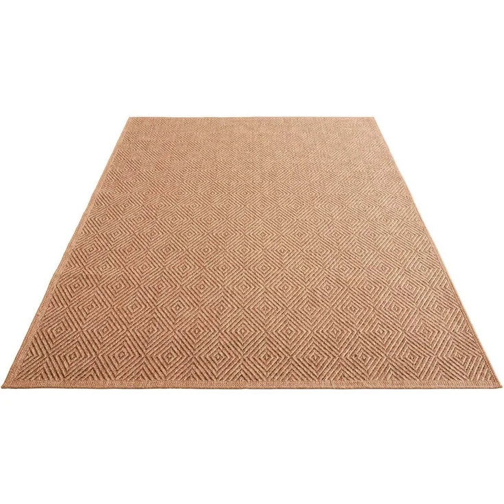 TaraCarpet Outdoorteppich TaraCarpet Borneo Raute Outdoor Teppich – Wetterfester Indoor & Outdoo, rechteckig, Höhe: 6 mm, Küche Wohnzimmer Terrasse Garten Balkon beige 80x150 – Bild 3