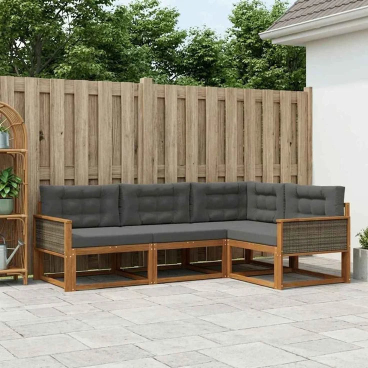 vidaXL Outdoor-Sofagarnitur 4 stk. 4-Sitzer Natur und Anthrazit 3382520 – Bild 1