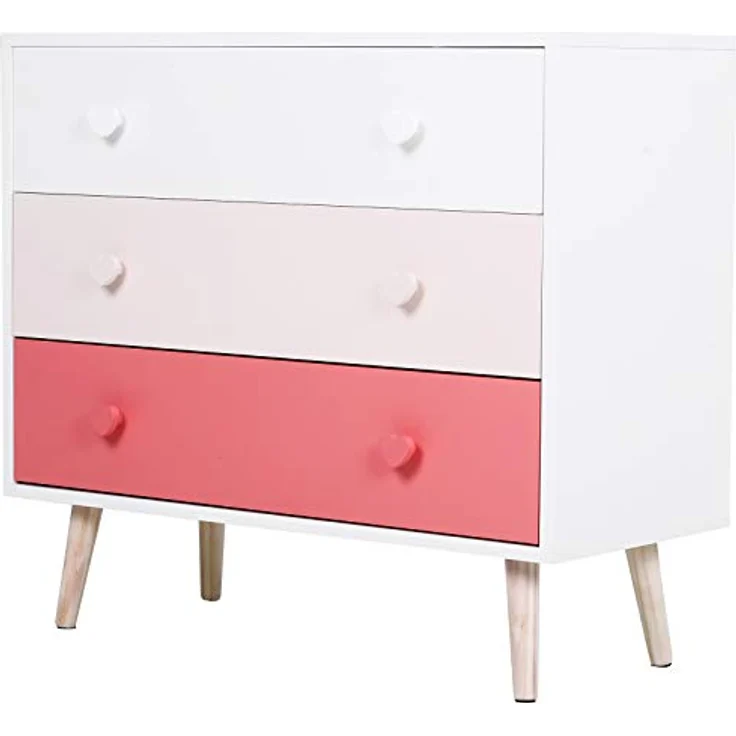 HOMCOM Kommode für Kinder, Holz, rosa, 90 x 42 x 80 cm – Bild 2