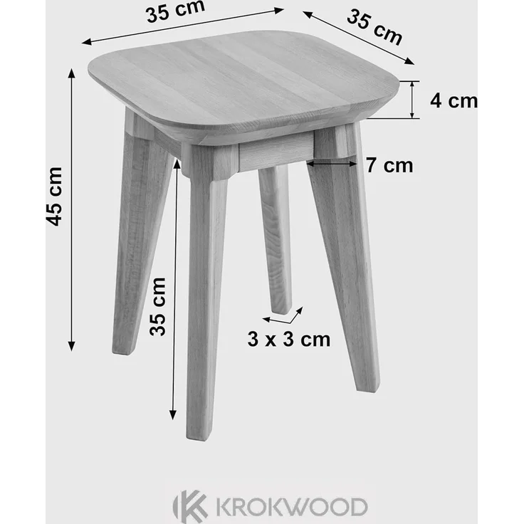 Krok Wood Hocker 2x Hocker Paris aus Massivholz (Set) – Bild 3