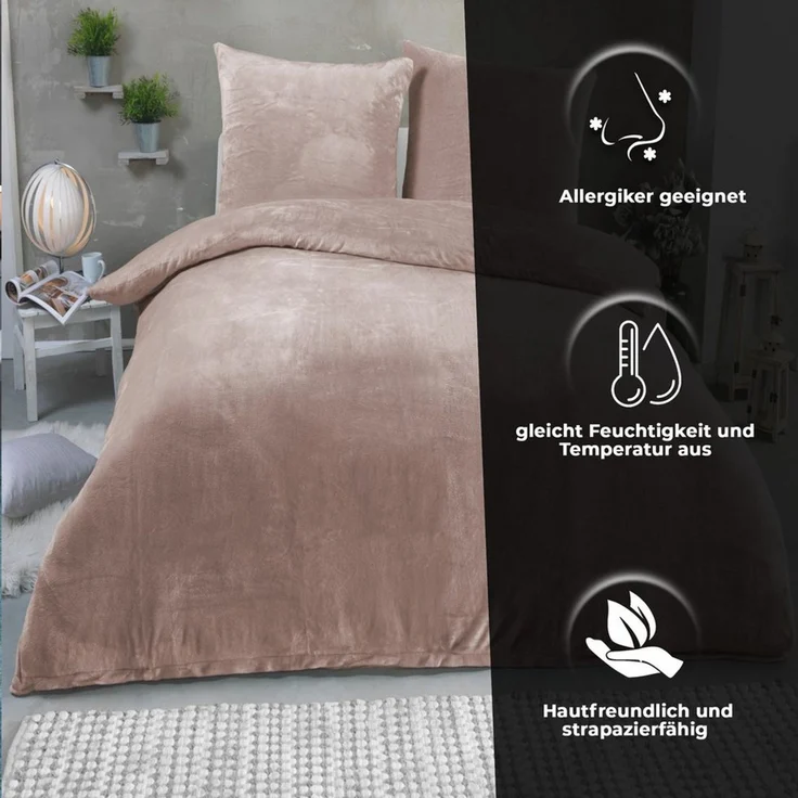 Malika Bettwäsche 200x200 + 2x 80x80 cm Cashmere Touch Bettwäsche, atmungsaktiv, Mikrofaser, 3 teilig, Für Allergiker geeignet, pflegeleicht, angenehm weicher Stoff – Bild 2
