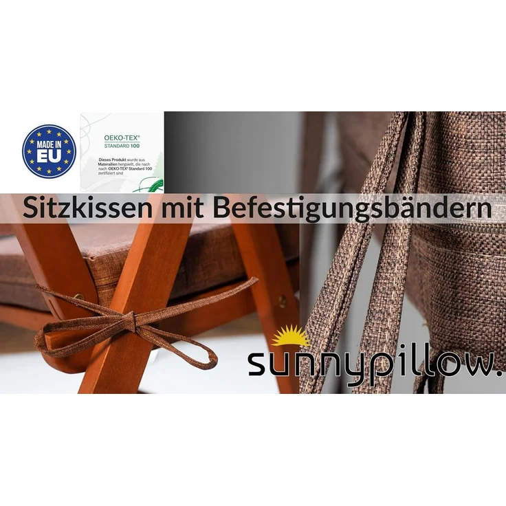 sunnypillow Stuhlkissen 2er Set Stuhlkissen Rund Ø 40 cm mit Bändern "HAVANA" – Bild 2