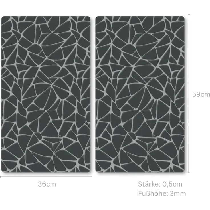 KESPER | Glasschneideplatte/Herdabeckplatte/Buffetplatte, Material: ESG-Sicherheitsglas, Maße: 50 x 28,5 cm, Stärke: 0,4 cm, Fußhöhe: 3 mm, Motivfolie: Mosaik Grau | 37535 13 – Bild 4