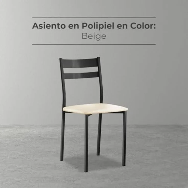 ASTIMESA Küchenstuhl aus Metall mit offener Rückenlehne, Beige, 57 x 45 x 40 cm – Bild 6