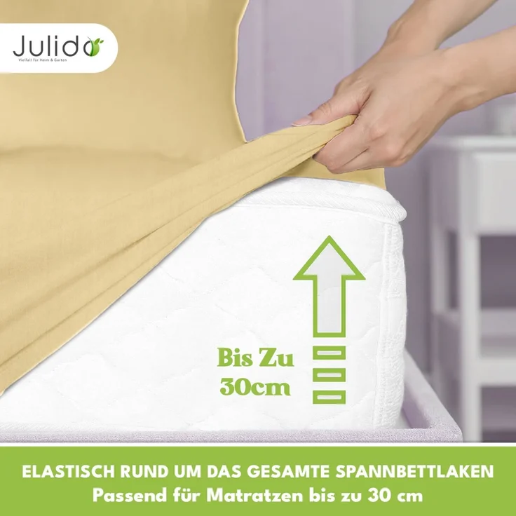 Jersey Spannbettlaken 180-200x200cm 100% Baumwolle Weizen – Bild 5