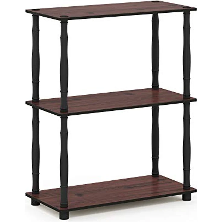 Furinno 3-Ebenen kompaktes Mehrzweck-Regal mit klassischem Rohr, holz, Dunkle Kirsche/Schwarz, 29. 46x59. 94x75. 18 cm – Bild 6