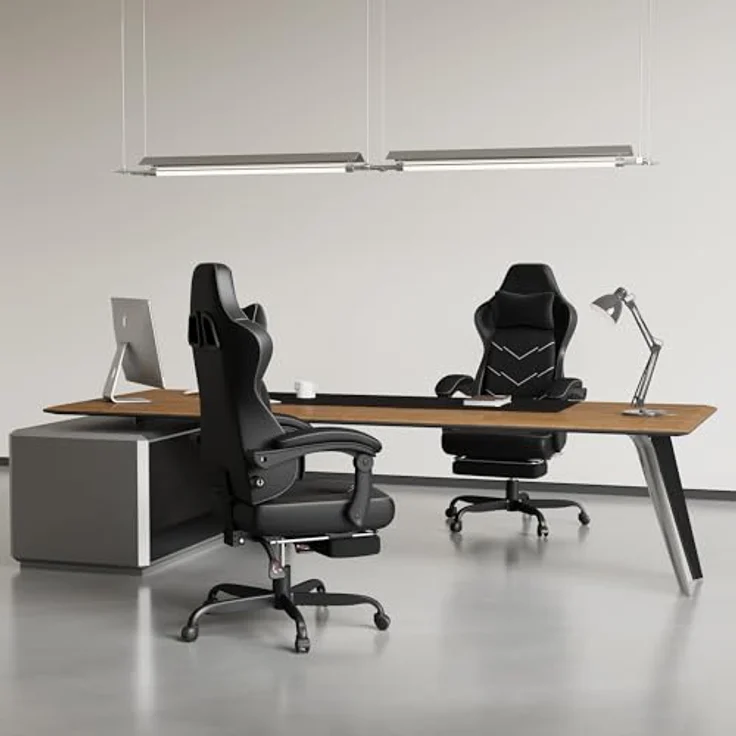 JUMMICO Gaming Stuhl Stoff Ergonomisch für Langzeitkomfort, Bürostuhl mit Fußstütze & Dynamischer Lordosenstütze, Atmungsaktiver Schreibtischstuhl für Gaming & Homeoffice, 150kg, Schwarz – Bild 2