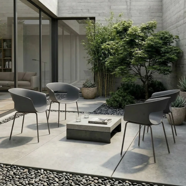 Gartenstühle 4er Set ergonomisch Balkonstühle mit Ausschnittdesign Armlehne Wetterfest rostbeständig Dunkelgrau--Dunkelgrau--74x51x61cm--YOUDENOVA – Bild 4