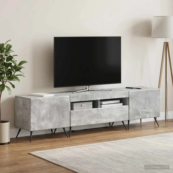 vidaXL LED-TV-Schrank BREDA 3 stk. Betongrau Holzwerkstoff 3416923 – Bild 1