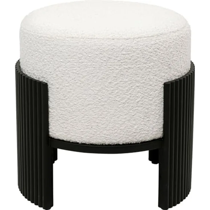 Kare Design Hocker Samu, Schwarz/Weiß, Ø43cm, Rund, Sitzhöhe 40 cm, Sitzhocker, Modern, Pflegeleicht, Flur