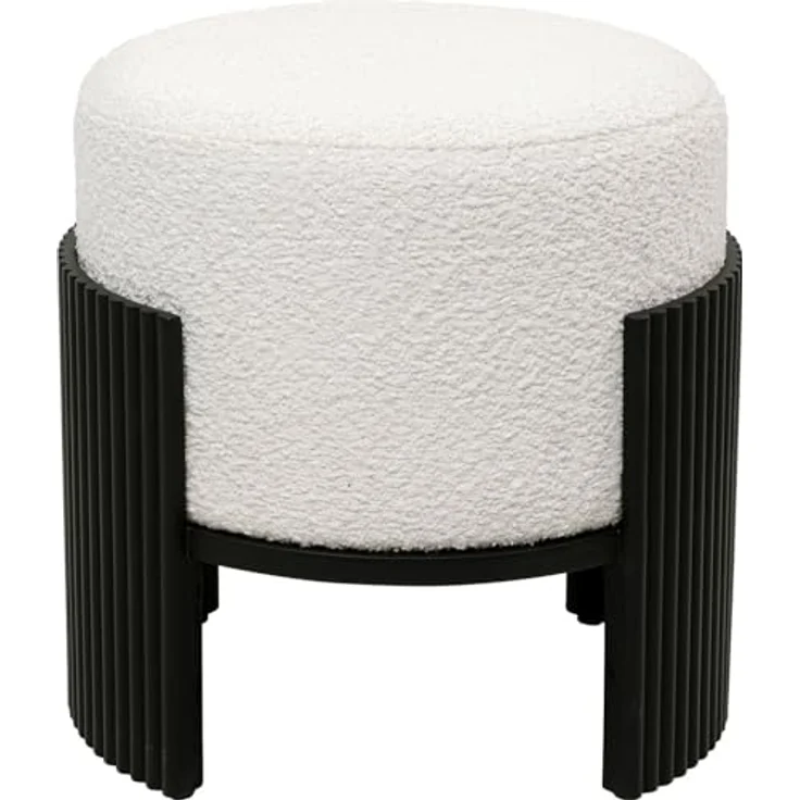 Kare Design Hocker Samu, Schwarz/Weiß, Ø43cm, Rund, Sitzhöhe 40 cm, Sitzhocker, Modern, Pflegeleicht, Flur – Bild 1