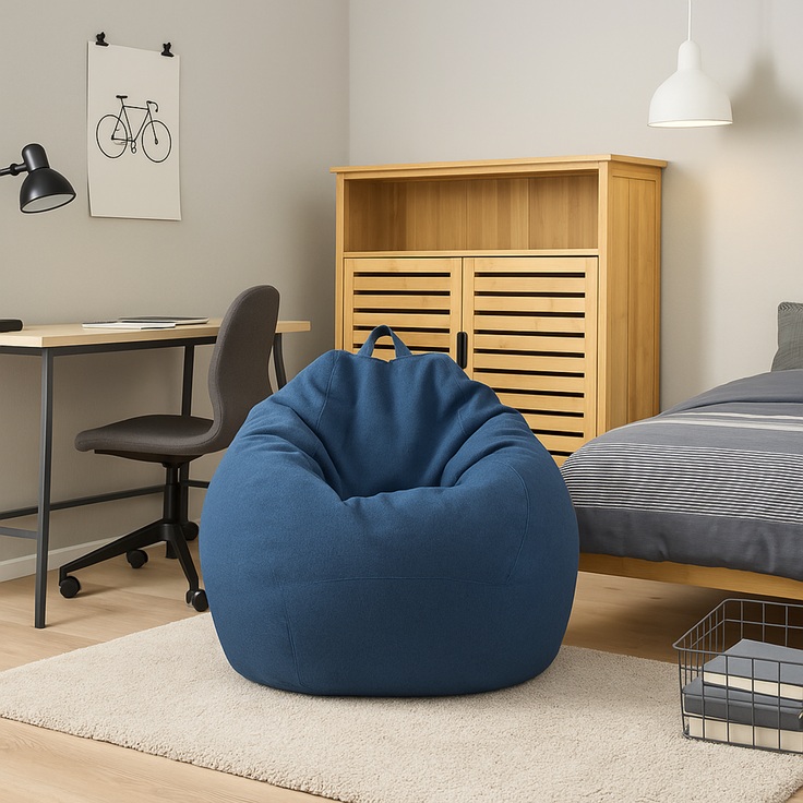 AD.CON Sitzsack mit Füllung, Marineblau, 70x80x50 185L, EPS-Perlen – Bild 4