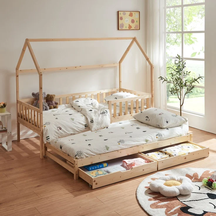 Doppel-Kinderbett Aarghonmaa 90x200 cm Kiefernholz Natur [en. casa] – Bild 2