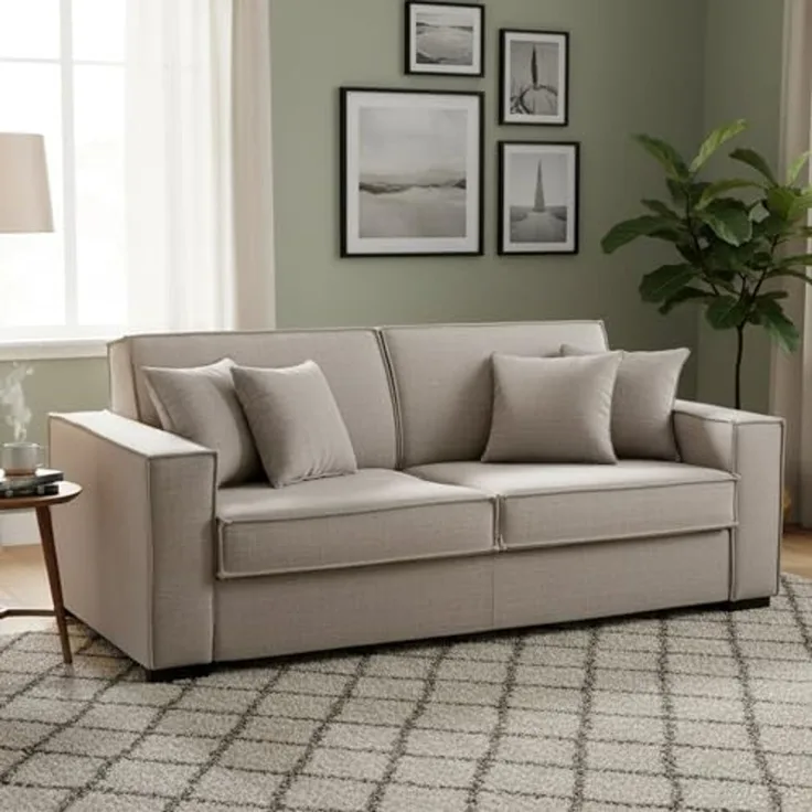Talamo Italia 3Sitzer Beatrice Schlafsofa,Wohnzimmersofa,Made in Italy,Drehbare Öffnung mit Matratze und Netz inklusive,aus gepolstertem Stoff,mit Standardarmlehnen,cm:220x95h90,Farbe Taubengrau