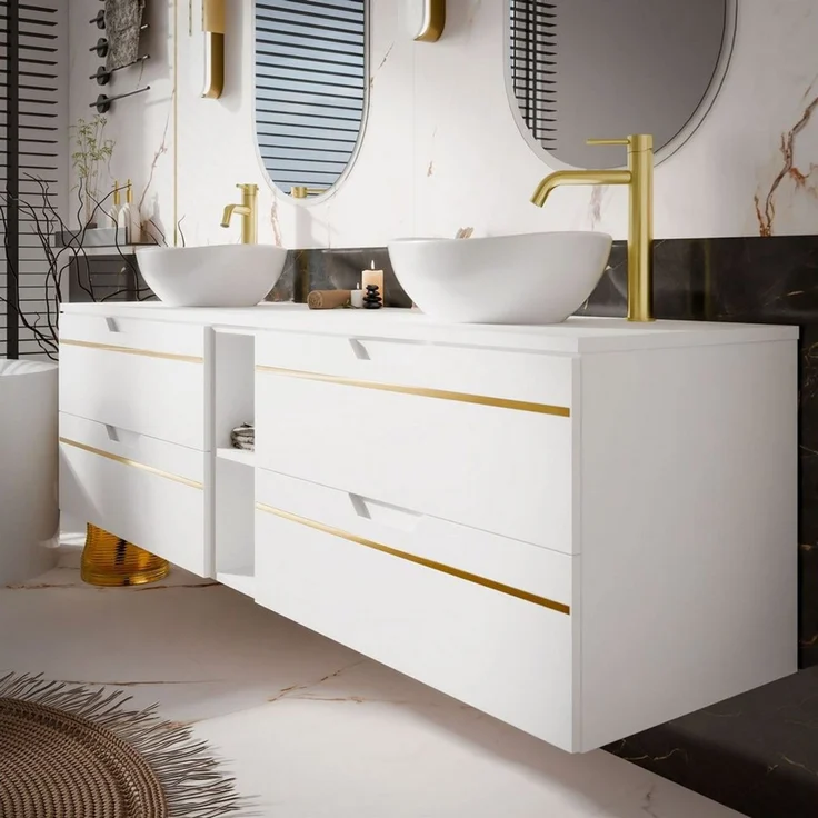 Lookway Badmöbel-Set OPIUM III 140 cm Hängeschrank mit Waschbecken & Regal – Bild 3