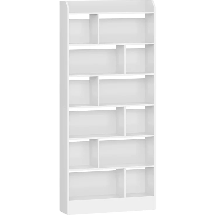 Bücherregal, Bücherschrank, mit 7 Fächern, Aufbewahrungsregal, Standregal, für Wohnzimmer, Büro, Schlafzimmer, 24 x 80 x 199 cm, Weiß – Bild 2