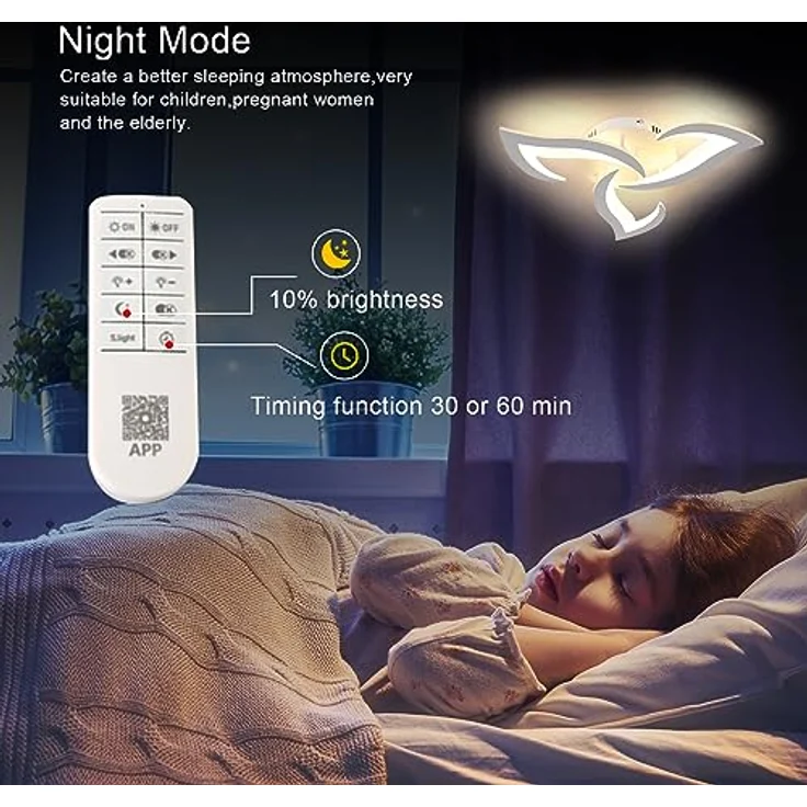 Comely LED Deckenleuchte Dimmbar, Moderne Acryl Deckenlampe 35W 3937LM, 3000K-6500K, Deckenbeleuchtung mit Fernbedienung für Schlafzimmer Wohnzimmer, Dia 58cm – Bild 7