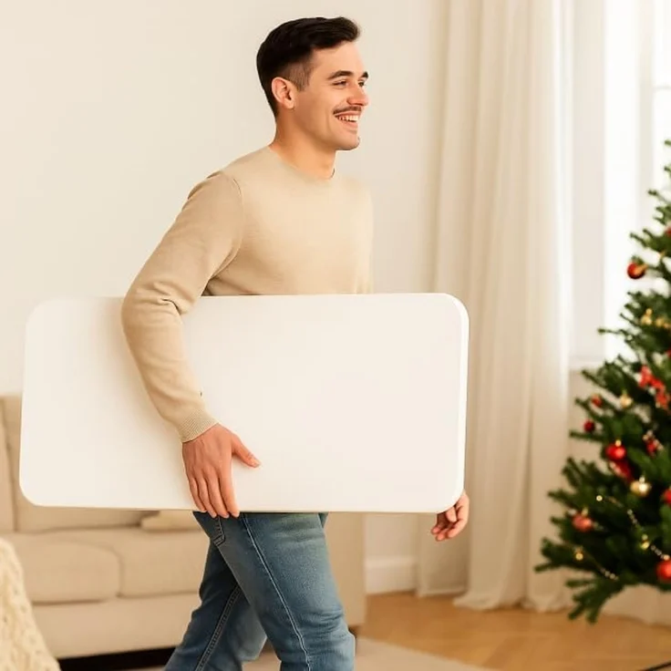 YITAHOME Couchtisch Klappbar, 80 x 40 x 45 cm Tragbarer Couchtische Keine Installation Erforderlich, Beistelltisch für Wohnzimmer Schlafzimmer Büro, Wohnzimmertisch, Weiß – Bild 2