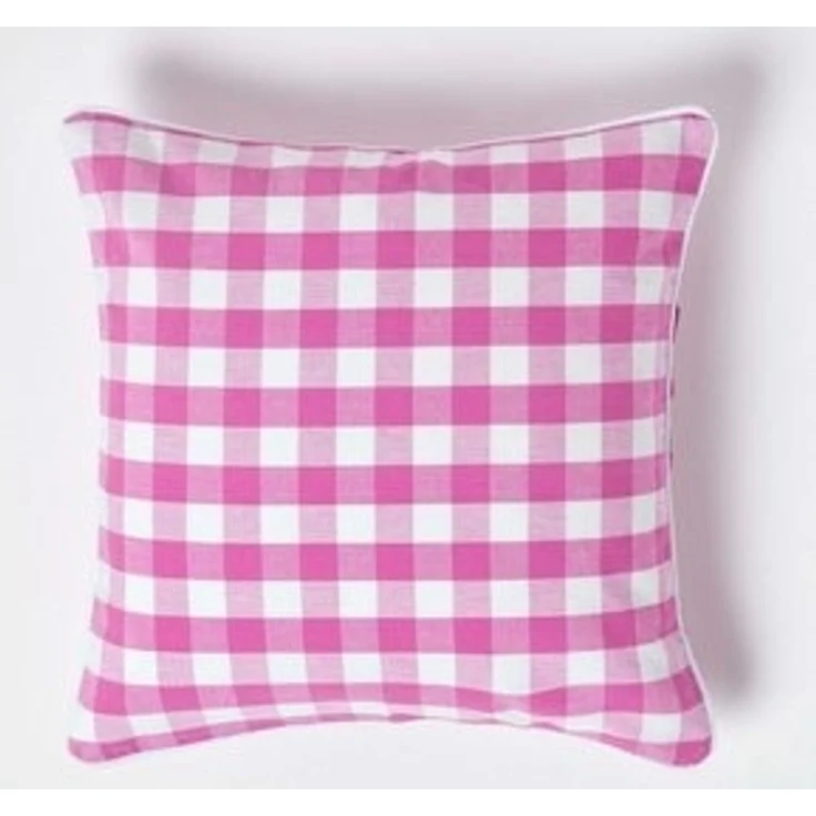 Homescapes Kissenhülle Pink karierter Kissenbezug 30x50 cm aus 100% Baumwolle – Bild 6