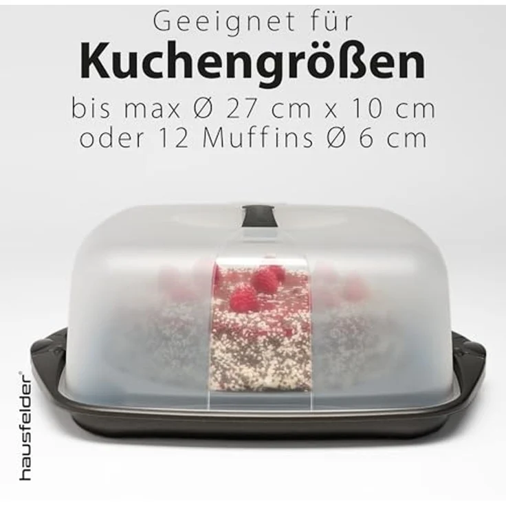 Hausfelder Kuchentransportbox Kuchen Transportbox quadratisch, 28,5 x 28,5 x 13,5 cm, Kunststoff, (Set, 1-tlg, 1 Box), Transportbox mit Deckel, spülmaschinenfest, BPA-frei – Bild 4