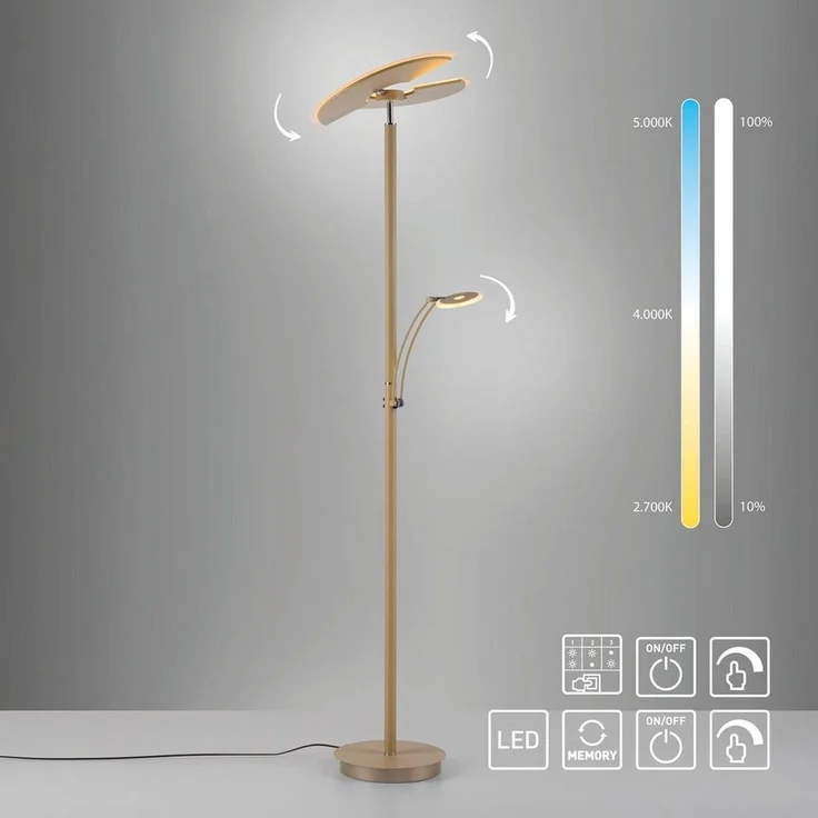 Paul Neuhaus LED Deckenfluter ARTUR, Farbsteuerung, LED fest integriert, warmweiß - kaltweiß, Tastdimmer, Memoryfunktion, CCT-Farbtemperatursteuerung 2700-5000K – Bild 3