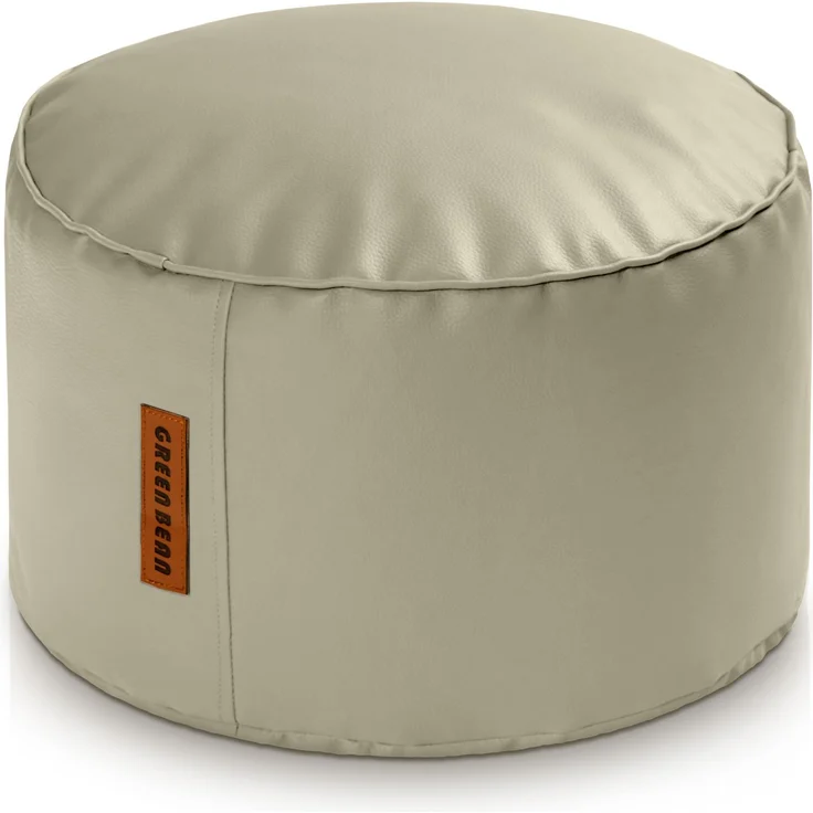 Green Bean® Sitzhocker aus Kunstleder - Pouf mit EPS Perlen Füllung - 43 x 30 cm - perfekte Ergänzung zum Sitzsack - Grau-Beige – Bild 1