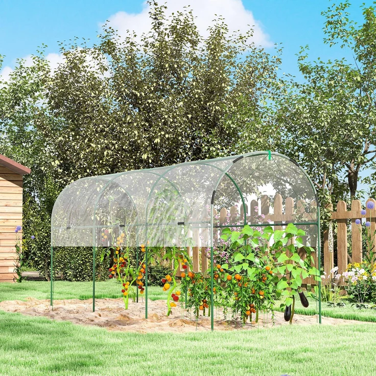 Outsunny Gewächshaus, Stahl, Kunststoff, Transparent, 400L x 120B x 170H cm – Bild 9