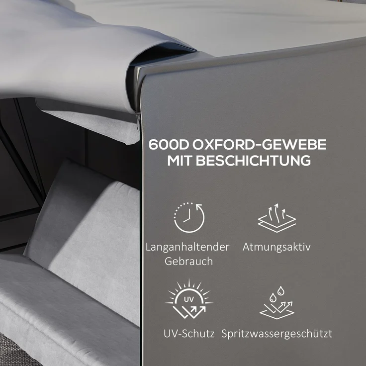 JARDJ Schutzhülle für Gartenschaukel, reißfest, wetterfest, Tex-Lock-System, 205x124x164 cm, Grau – Bild 6