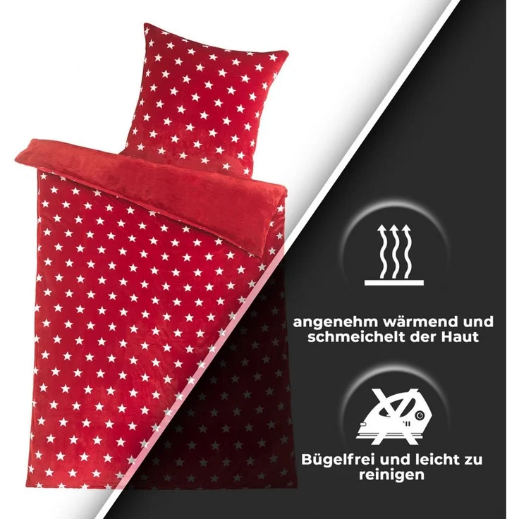 Malika Wendebettwäsche 135x200 + 80x80 cm Cashmere Touch Sterne Bettwäsche, atmungsaktiv, Mikrofaser, 2 teilig, Für Allergiker geeignet, pflegeleicht, angenehm weicher Stoff – Bild 3