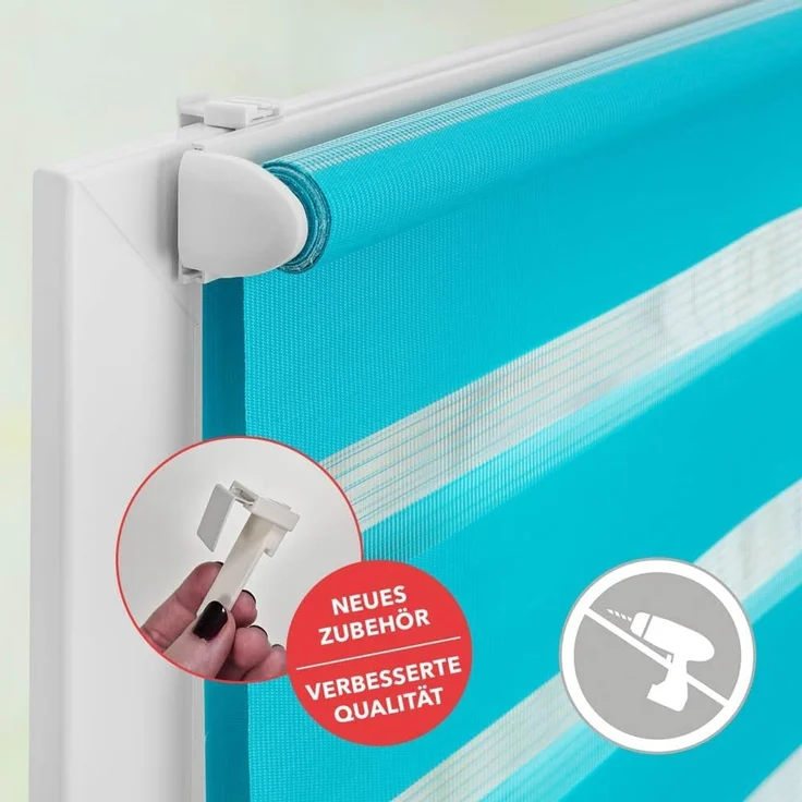 Lichtblick Sonnenschutzsysteme GmbH Doppelrollo Kopenhagen 55 cm x 150 cm (BxL) Blau modernes Duo Rollo; Klemm- und schraubbar; Lichtdurchlässig und blickdicht – Bild 5