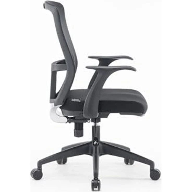 Dmora Drehstuhl Barzio, Schwarz, Verstellbar, Gepolstert, 5 Rollen – Bild 5