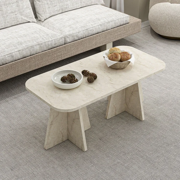 Skye Decor 'Mantar - 18700' Couchtisch, Travertin, 90 x 39 x 45 cm – Bild 2