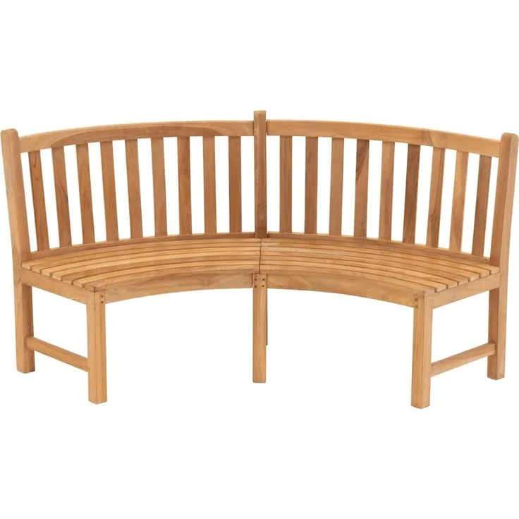 Lesli Living Gartenbank Gartenbank Bank rund Teak-Holz 200 x 53 x 92 cm