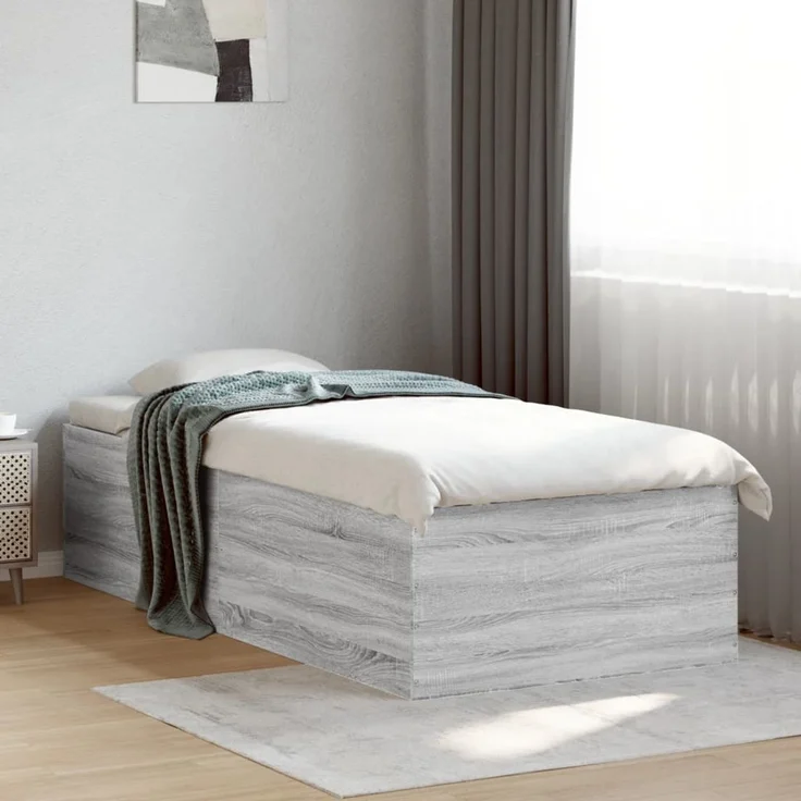 vidaXL Bettgestell Grau Sonoma 90x200 cm Holzwerkstoff 3280970 – Bild 1